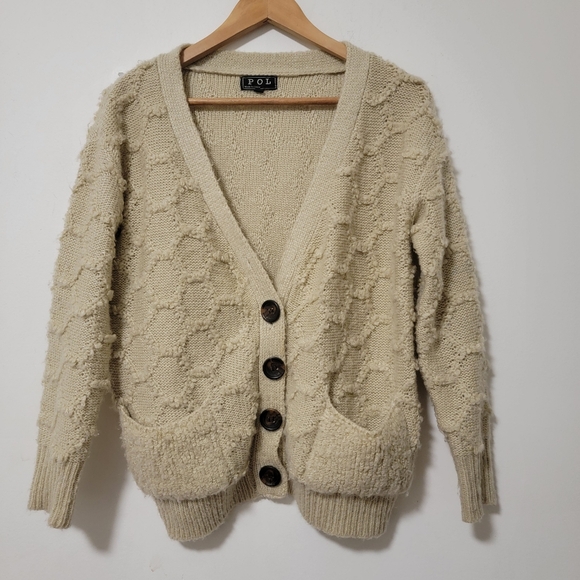 POL Sweaters - POL Women's Beige Textured Cardigan